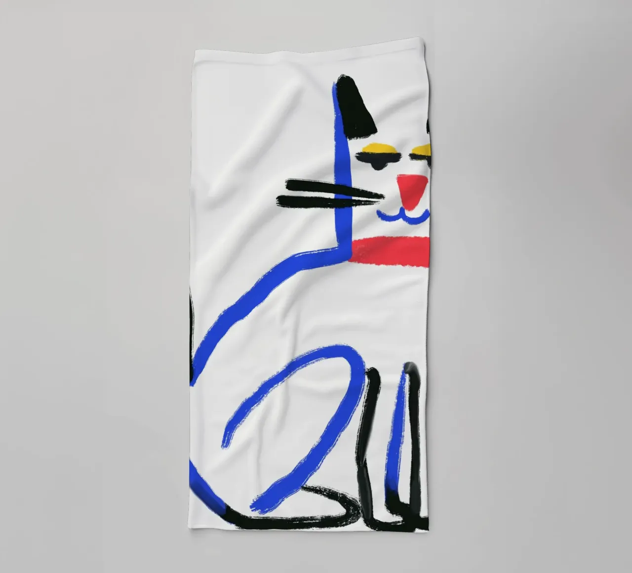 White cat towel by Little Dean