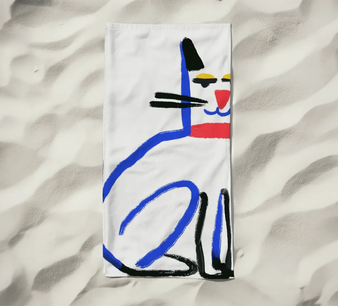 Gatto bianco telo mare da Little Dean