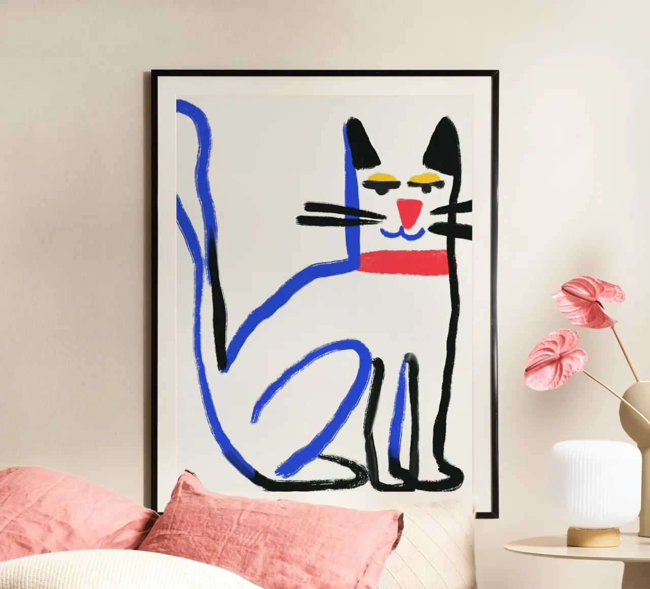 Witte kat poster van Little Dean