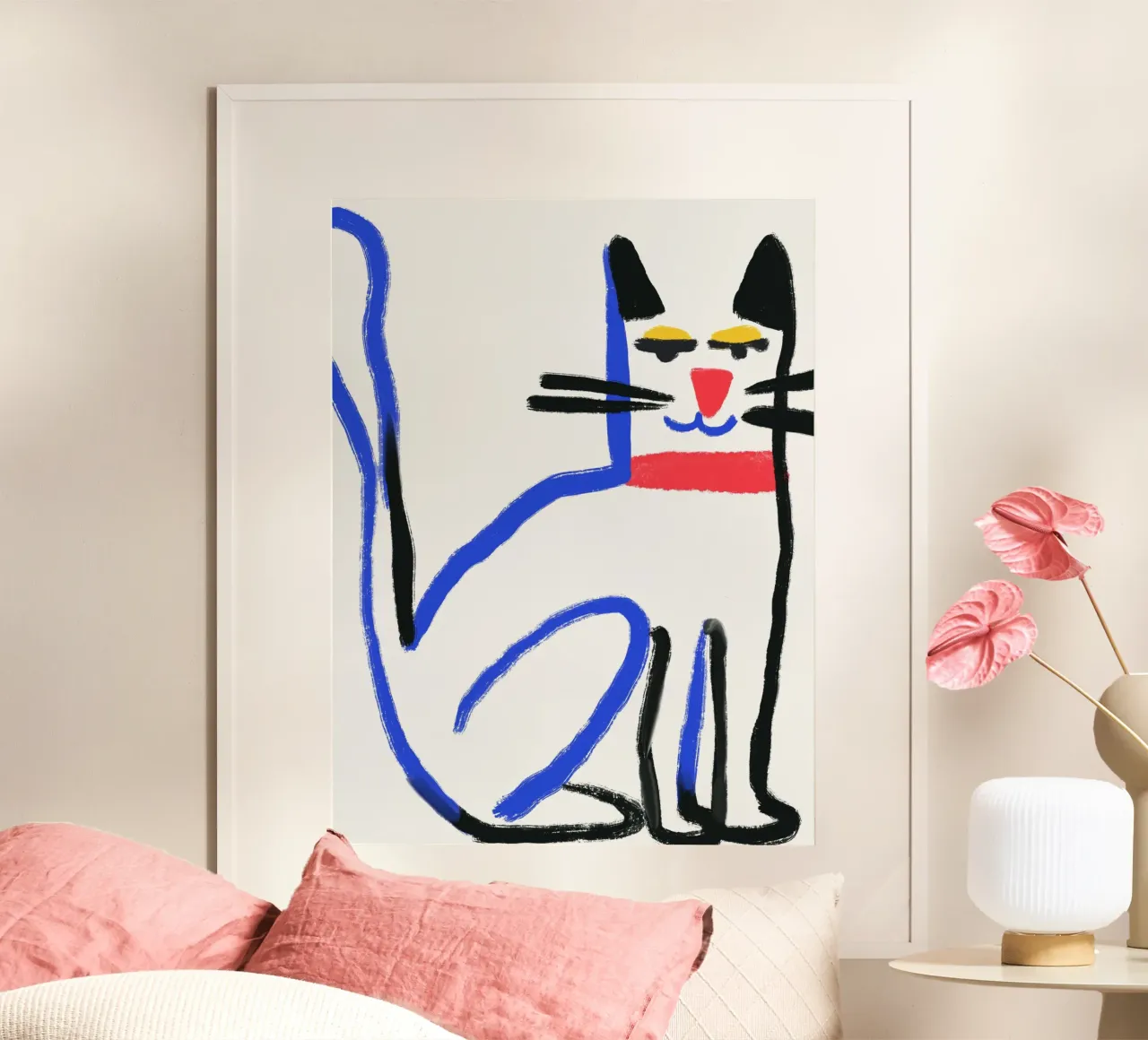 Witte kat poster van Little Dean