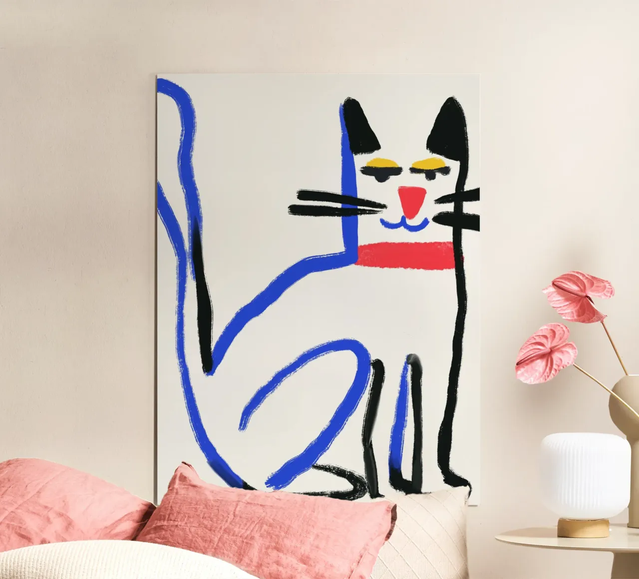 Witte kat poster van Little Dean