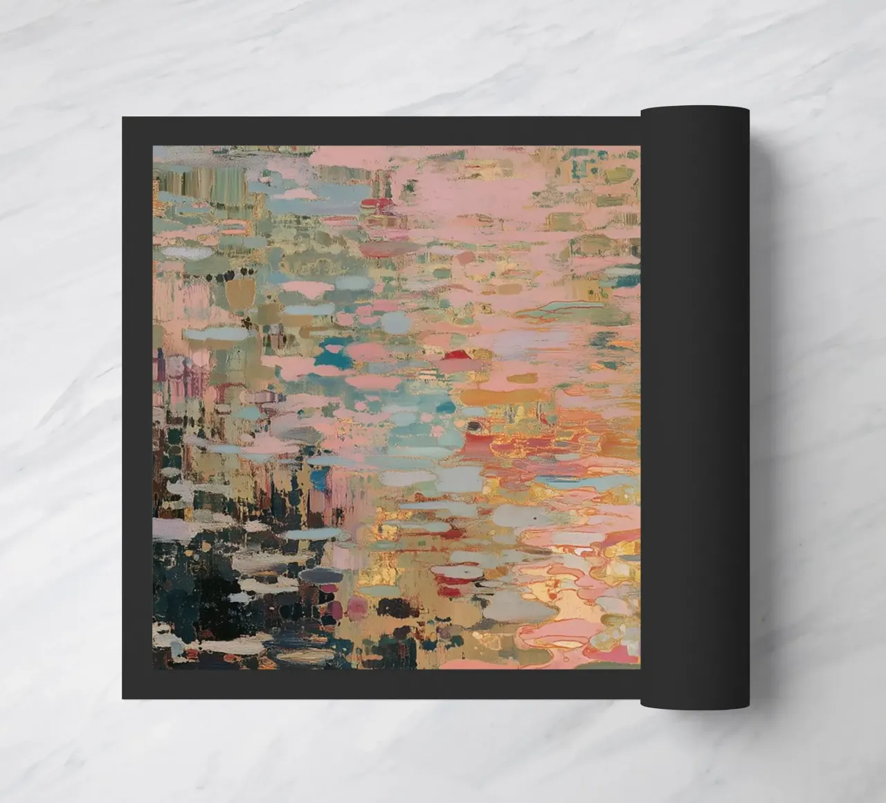 Golden abstract dimensions doormat by Carinaprint
