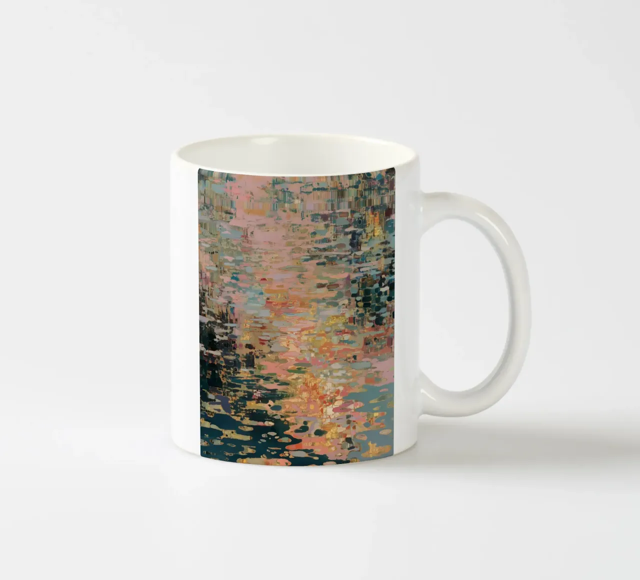 Golden abstract dimensions ceramic mug by Carinaprint