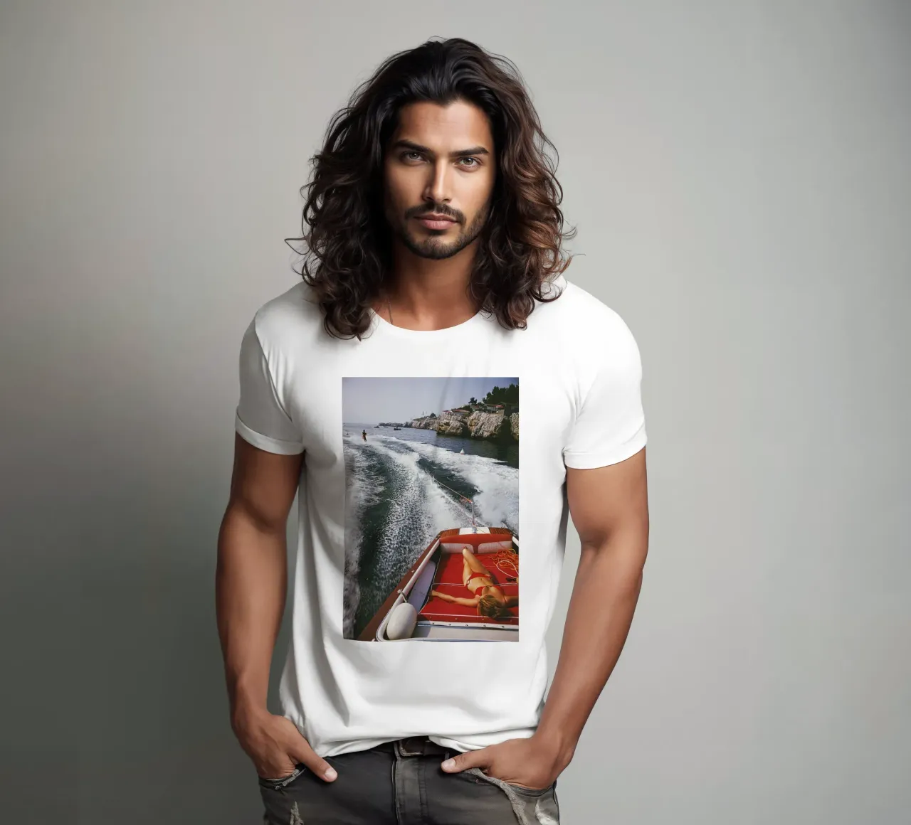 Vrouw slaapt op de boot - Slim Aarons t-shirt van Chrisvintage