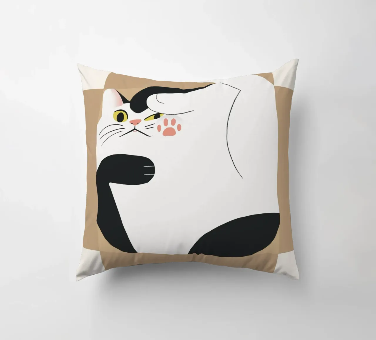 Gatto in una scatola quadrata cuscino da Little Dean