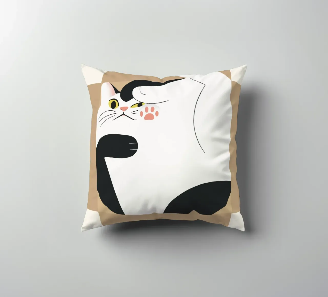 Gatto in una scatola quadrata cuscino da Little Dean