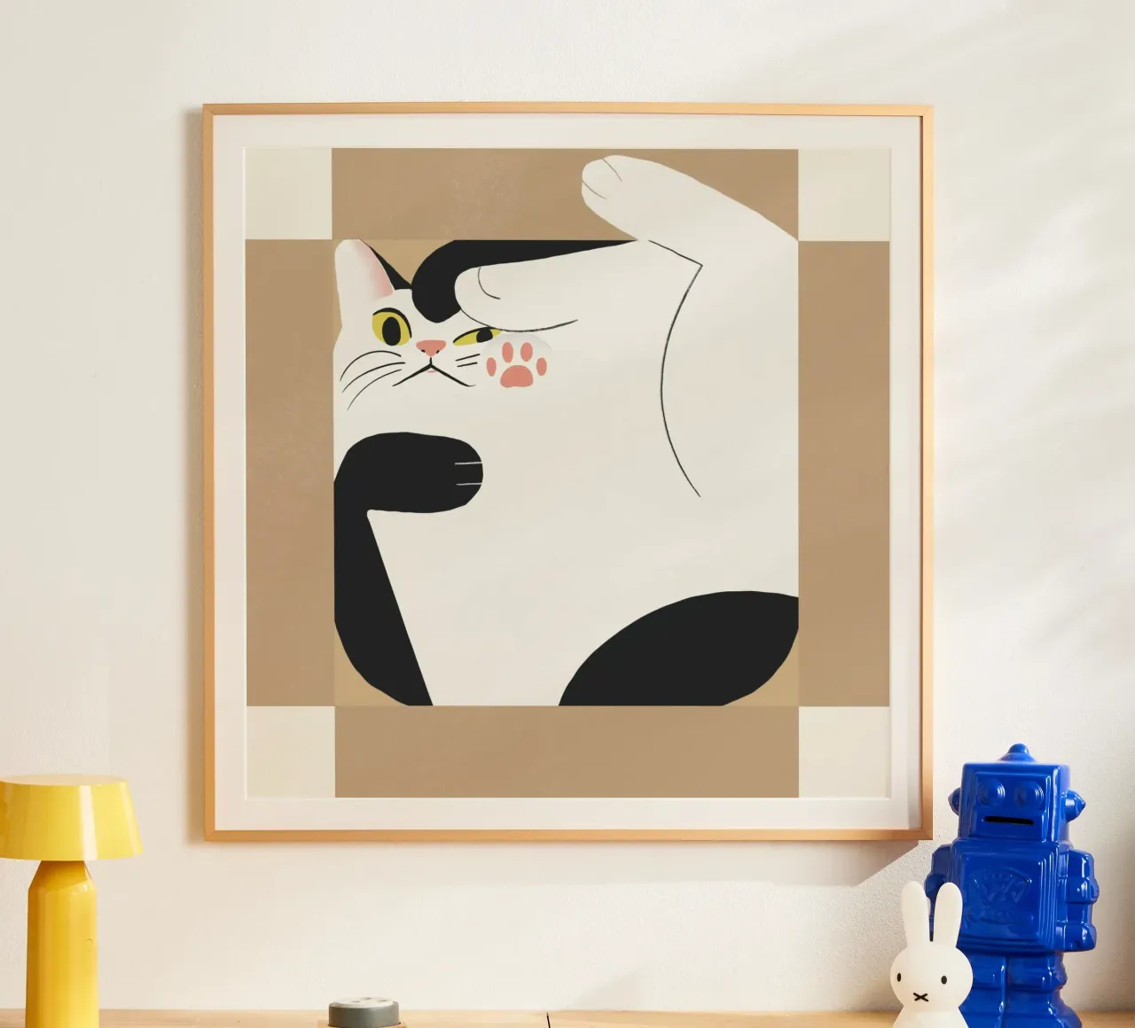 Gatto in una scatola quadrata poster da Little Dean