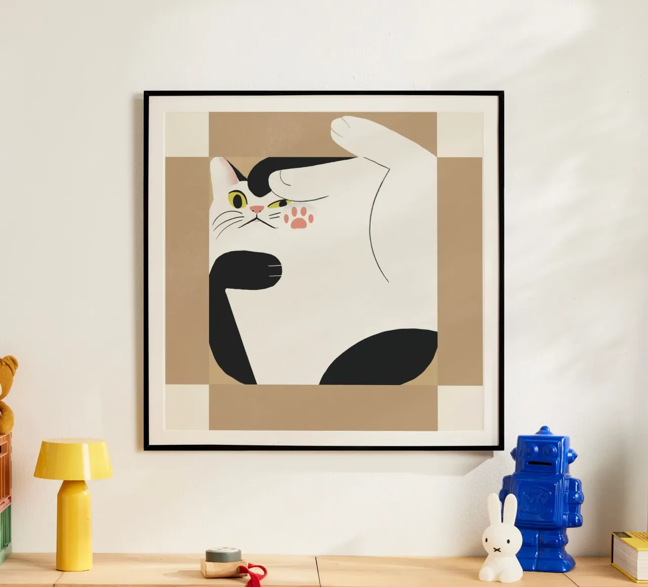 Gatto in una scatola quadrata poster da Little Dean
