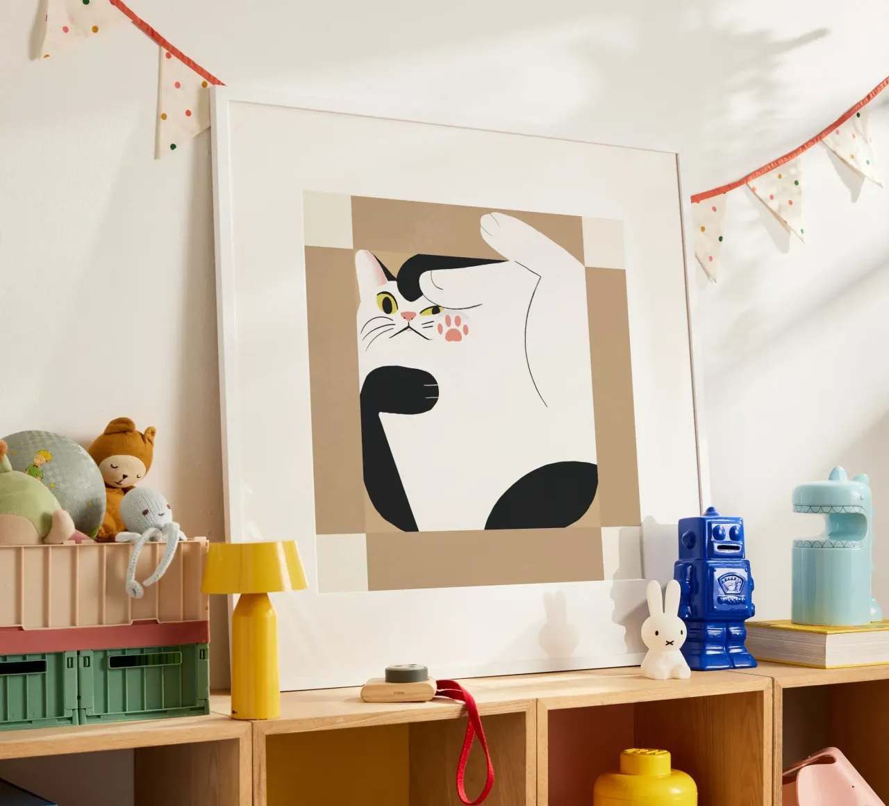 Gatto in una scatola quadrata poster da Little Dean