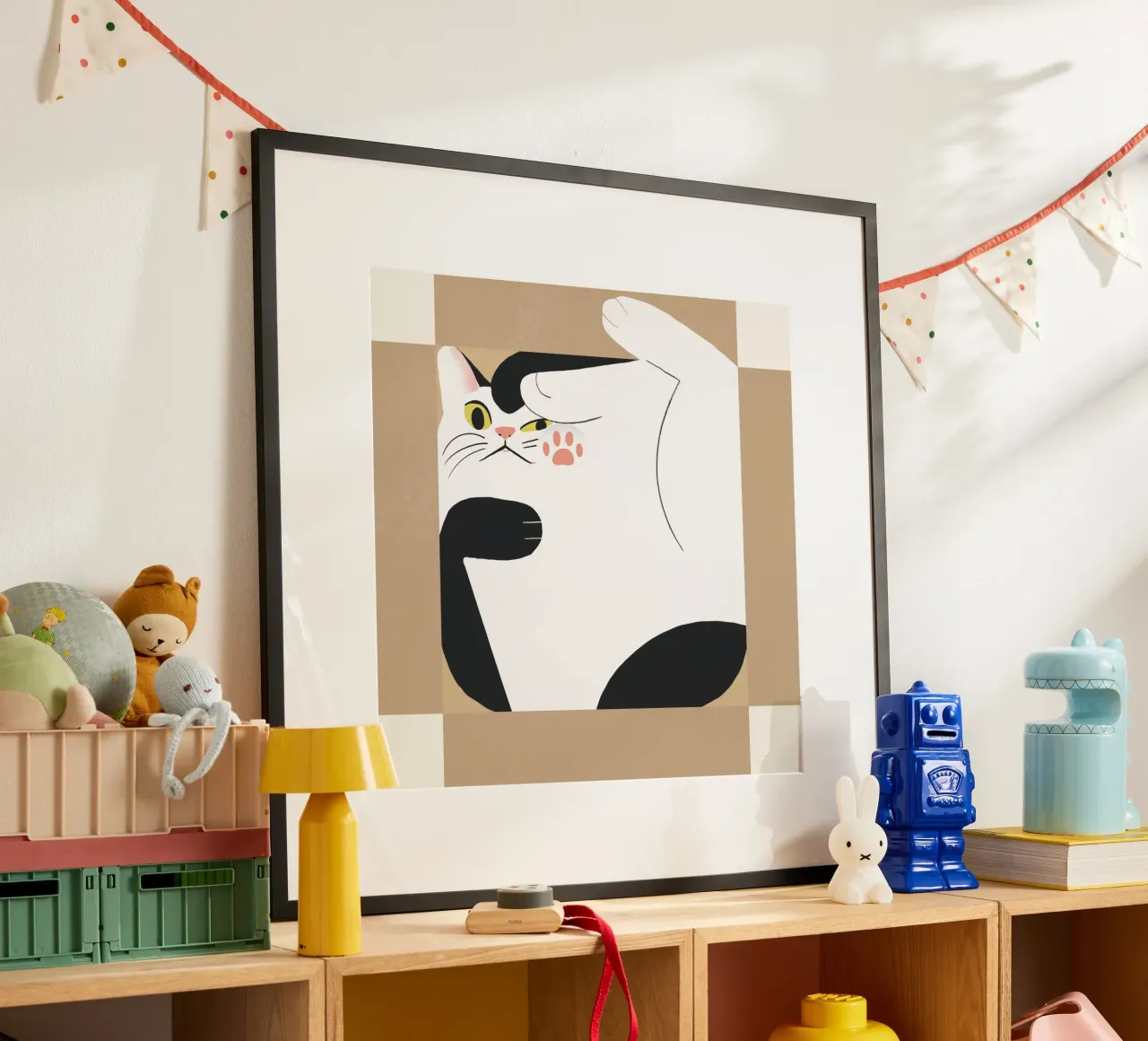 Gatto in una scatola quadrata poster da Little Dean