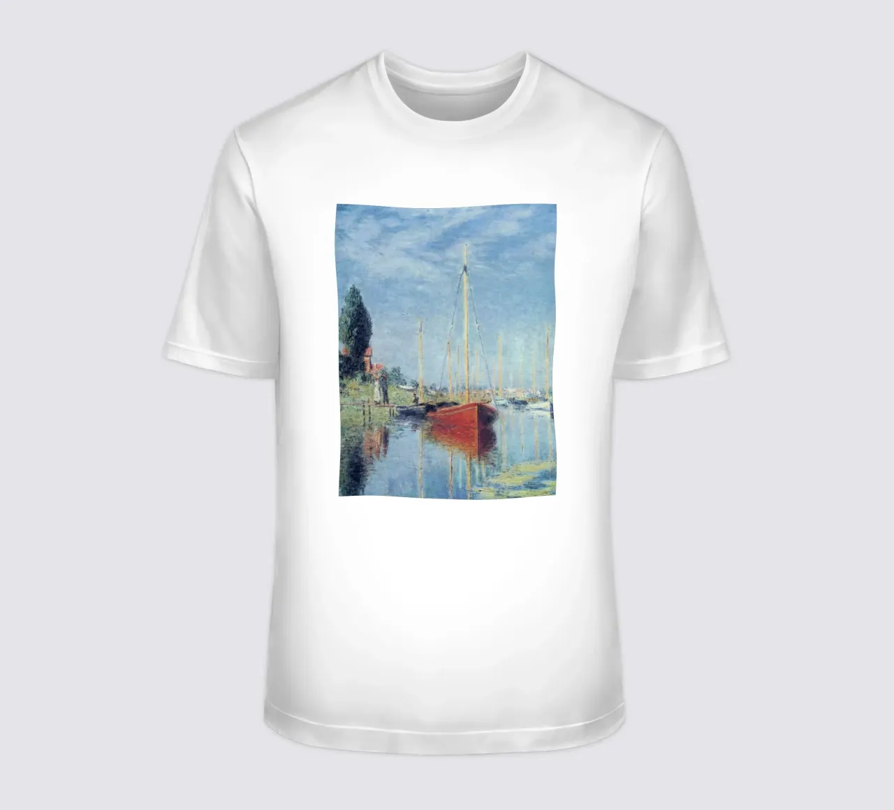 due persone vogliono salire sulla barca claude monet t-shirt da belong shop