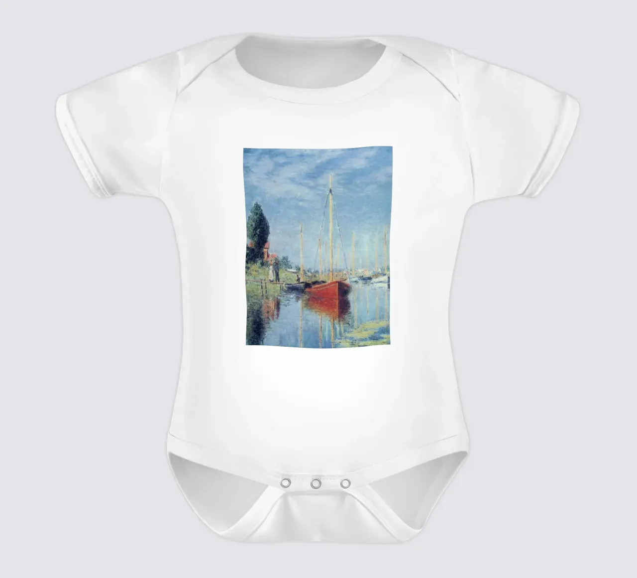 twee mensen willen met de boot meerijden claude monet babyrompertje korte mouwen van belong shop