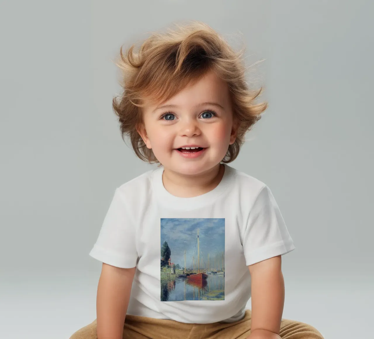 due persone vogliono salire sulla barca claude monet maglietta neonato da belong shop