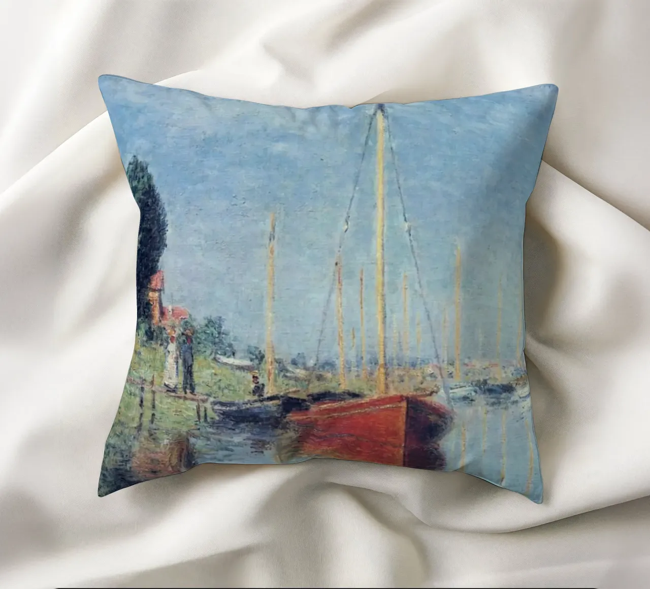 due persone vogliono salire sulla barca claude monet cuscino da belong shop