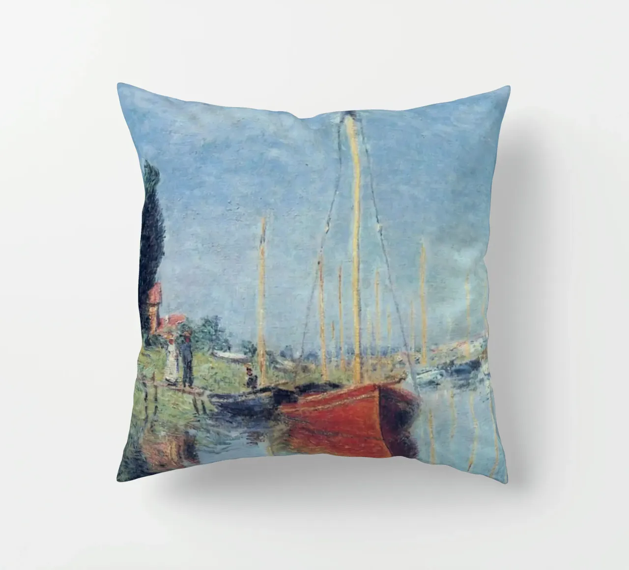 due persone vogliono salire sulla barca claude monet cuscino da belong shop