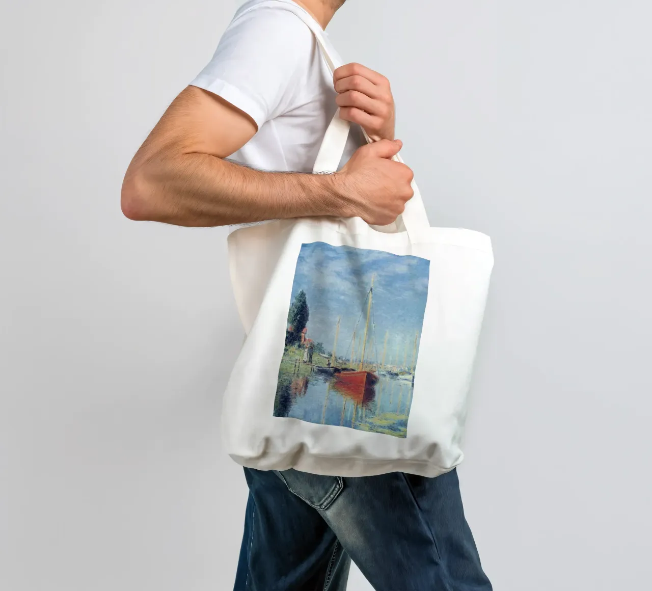 due persone vogliono salire sulla barca claude monet borsa in juta da belong shop