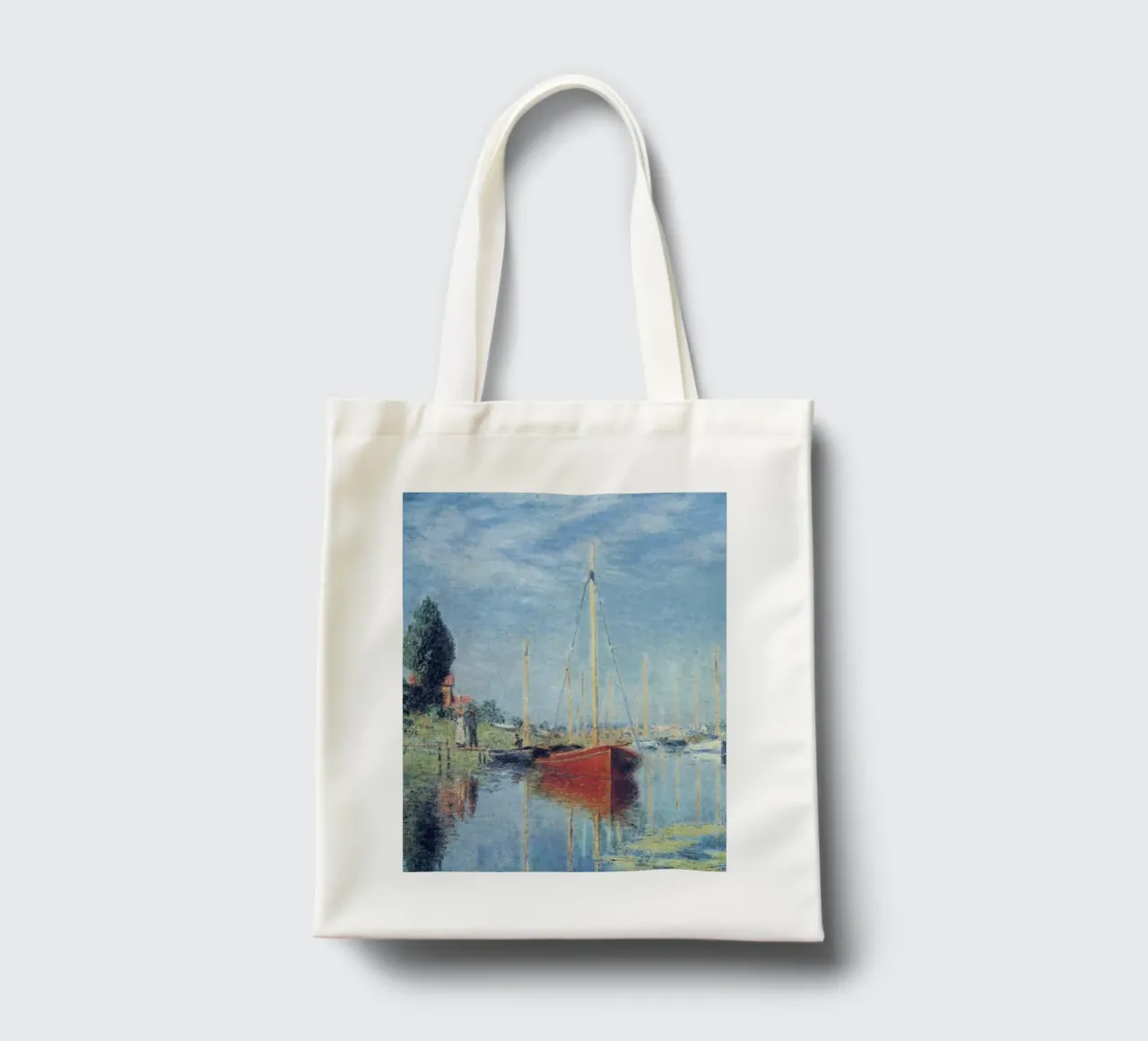 due persone vogliono salire sulla barca claude monet borsa in juta da belong shop