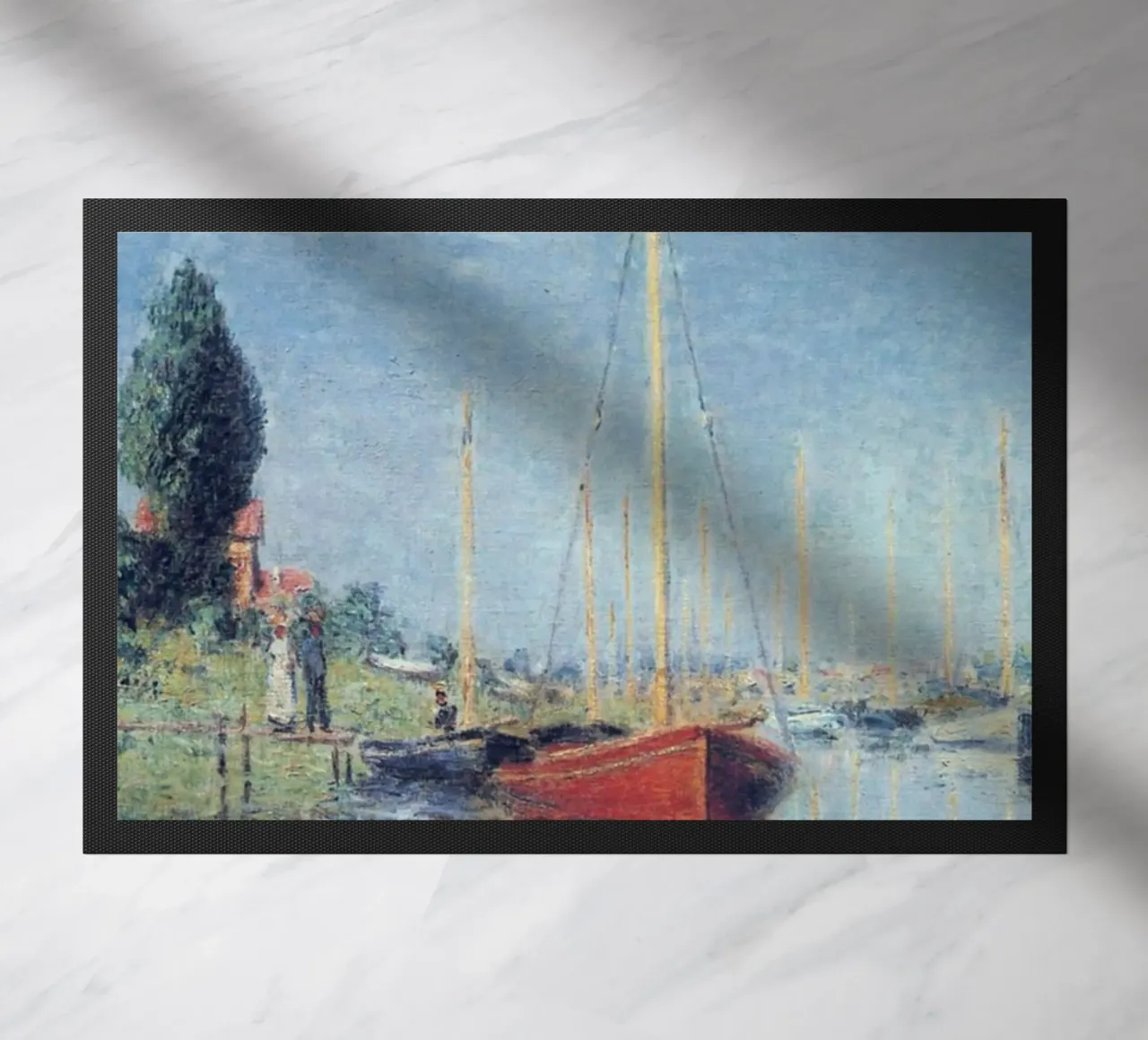 due persone vogliono salire sulla barca claude monet zerbino da belong shop