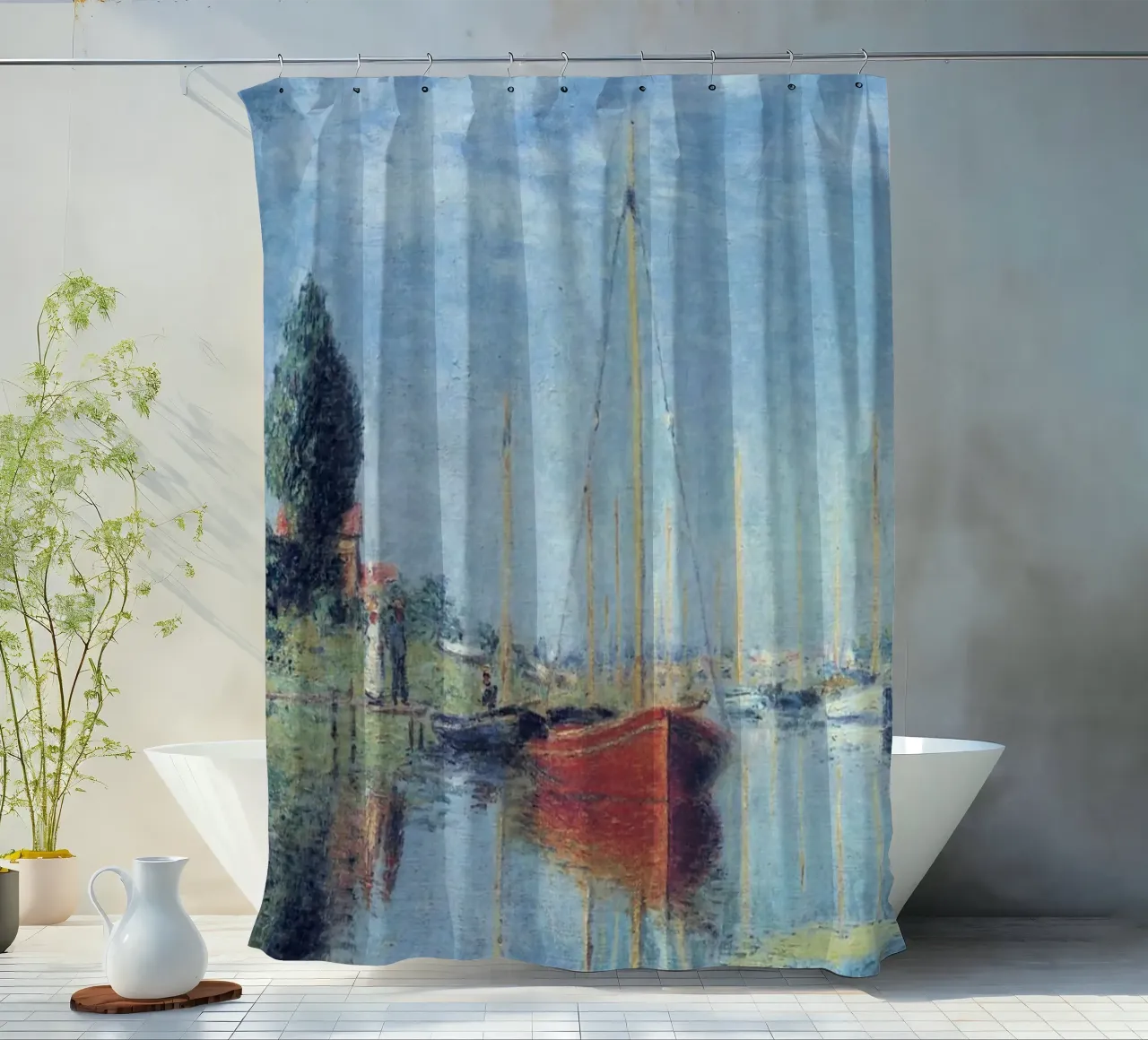 due persone vogliono salire sulla barca claude monet tenda da doccia da belong shop