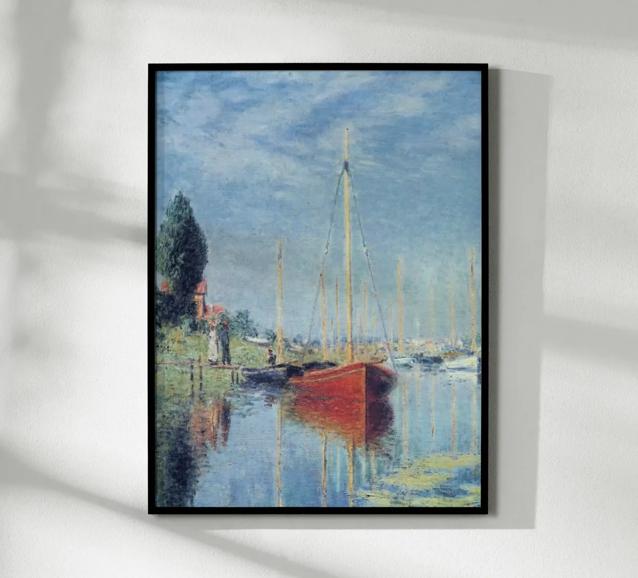 deux personnes veulent monter sur le bateau claude monet poster de belong shop