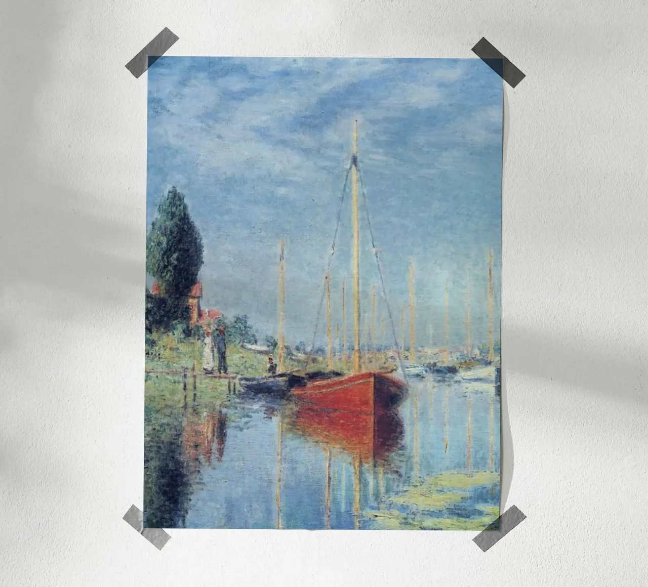 deux personnes veulent monter sur le bateau claude monet poster de belong shop