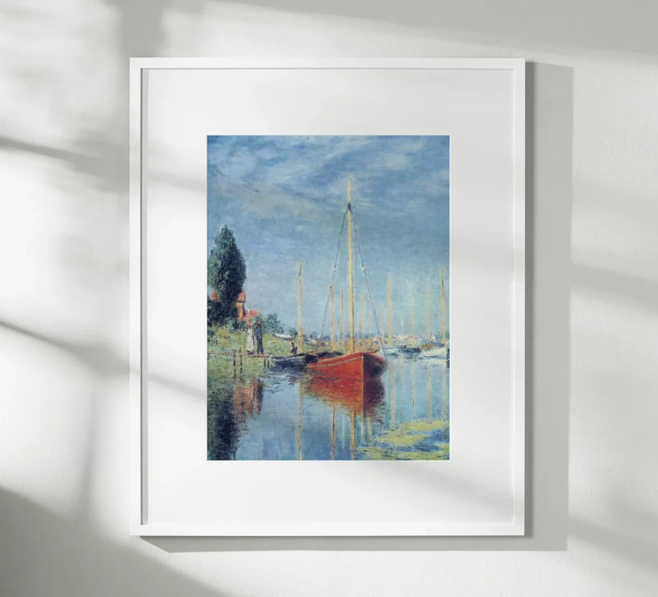 deux personnes veulent monter sur le bateau claude monet poster de belong shop