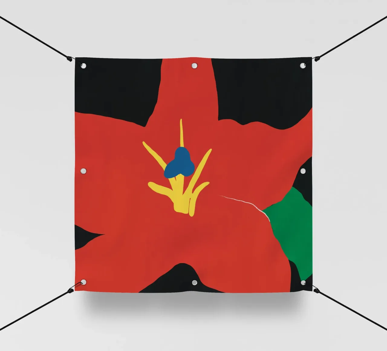 Primo piano di un fiore rosso telo in pvc da Little Dean