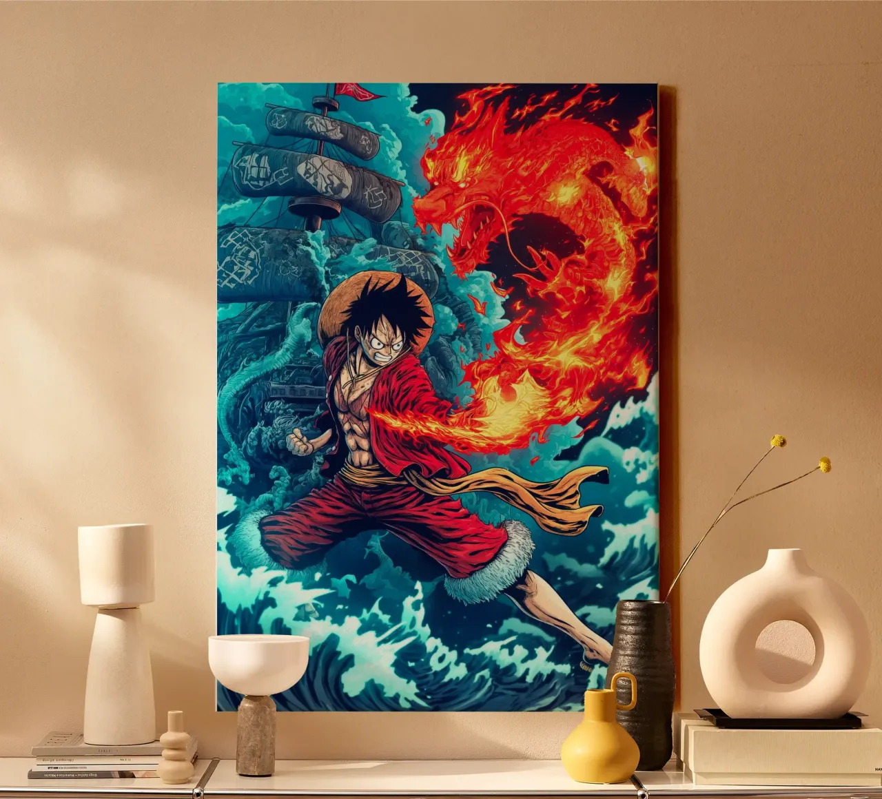 Monkey D Luffy One Piece tela con Cornice a cassetta da Fleur de Lys