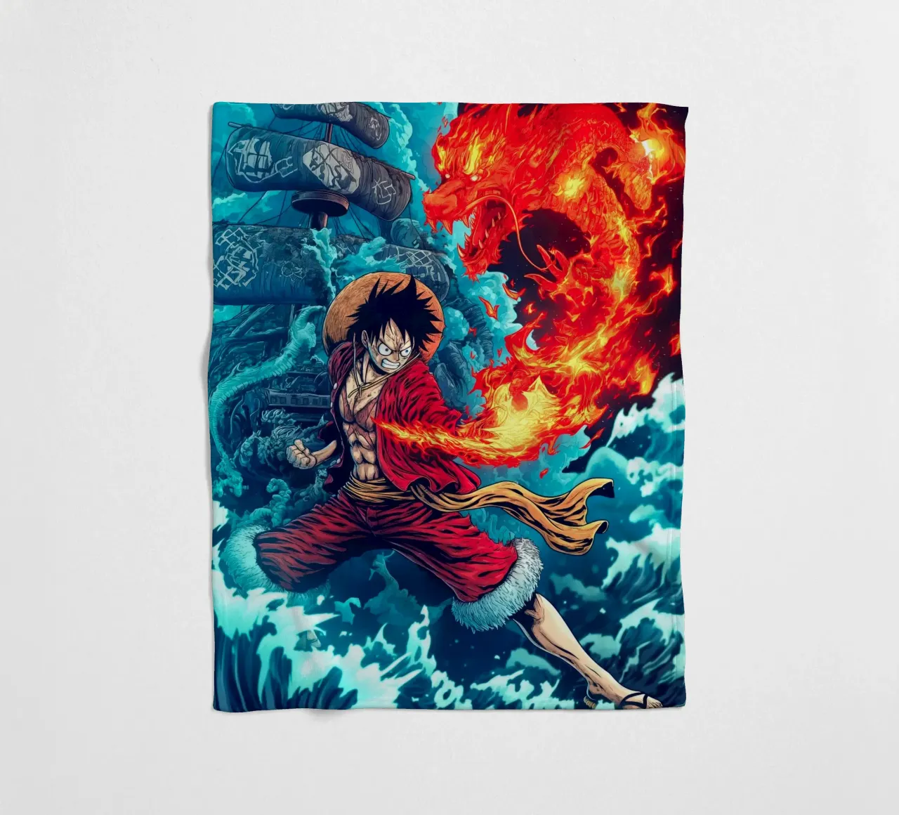 Monkey D Luffy One Piece coperta in pile da Fleur de Lys