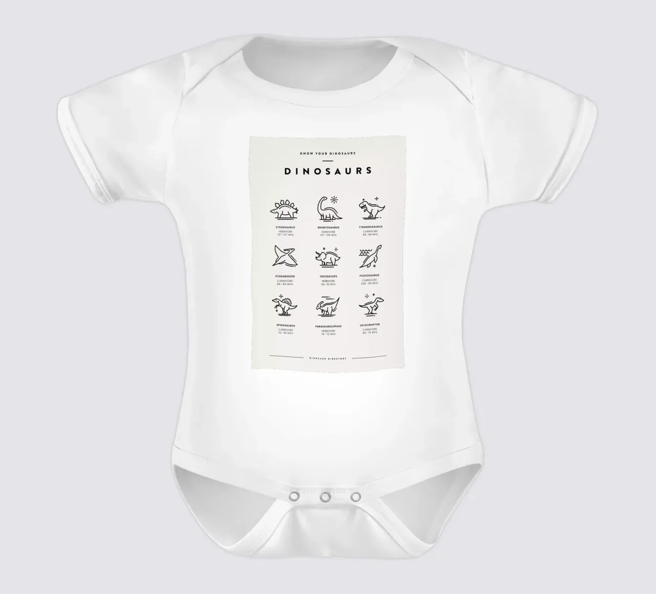 Dinosaurs Chart 2 body neonato maniche corte da daylight design studio