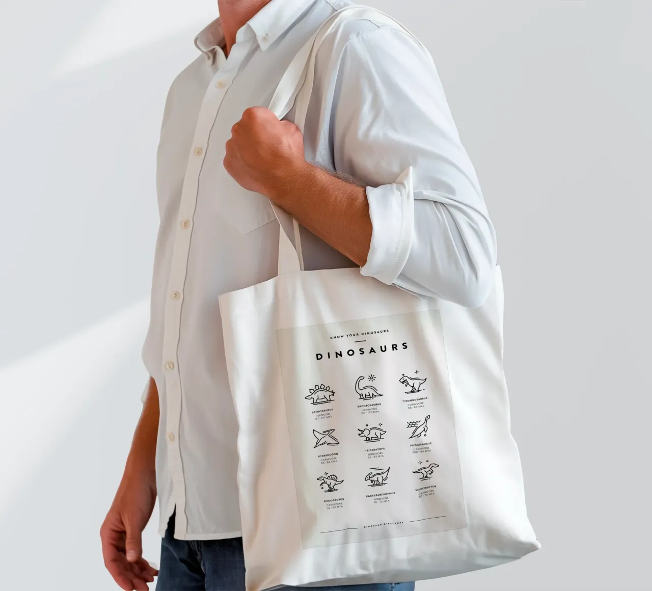 Dinosaurs Chart 2 borsa in juta da daylight design studio