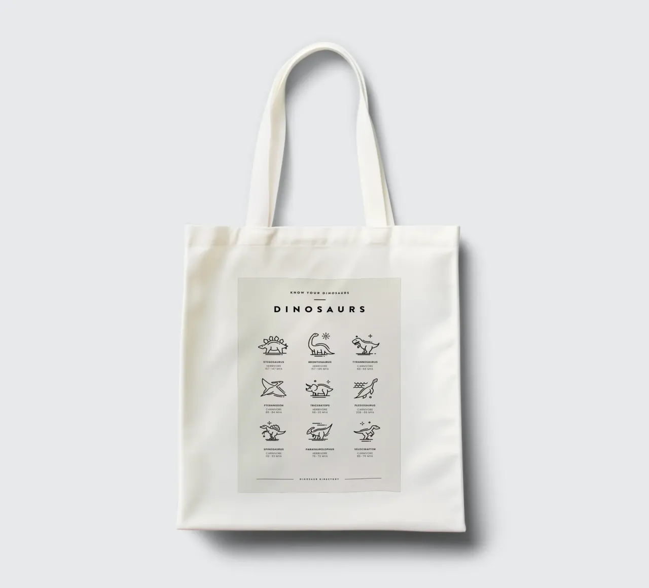 Dinosaurs Chart 2 borsa in juta da daylight design studio