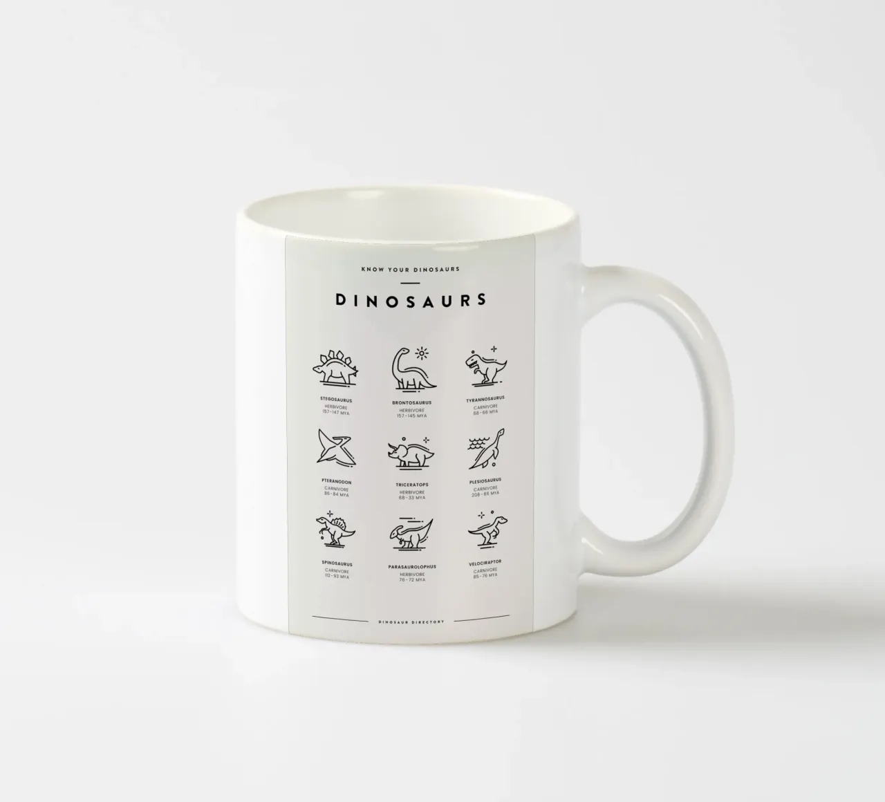 Dinosaurs Chart 2 tazza in ceramica da daylight design studio