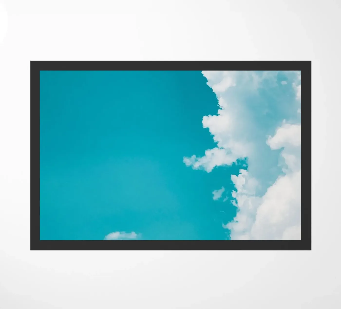 blue sky clouds doormat by Bleu