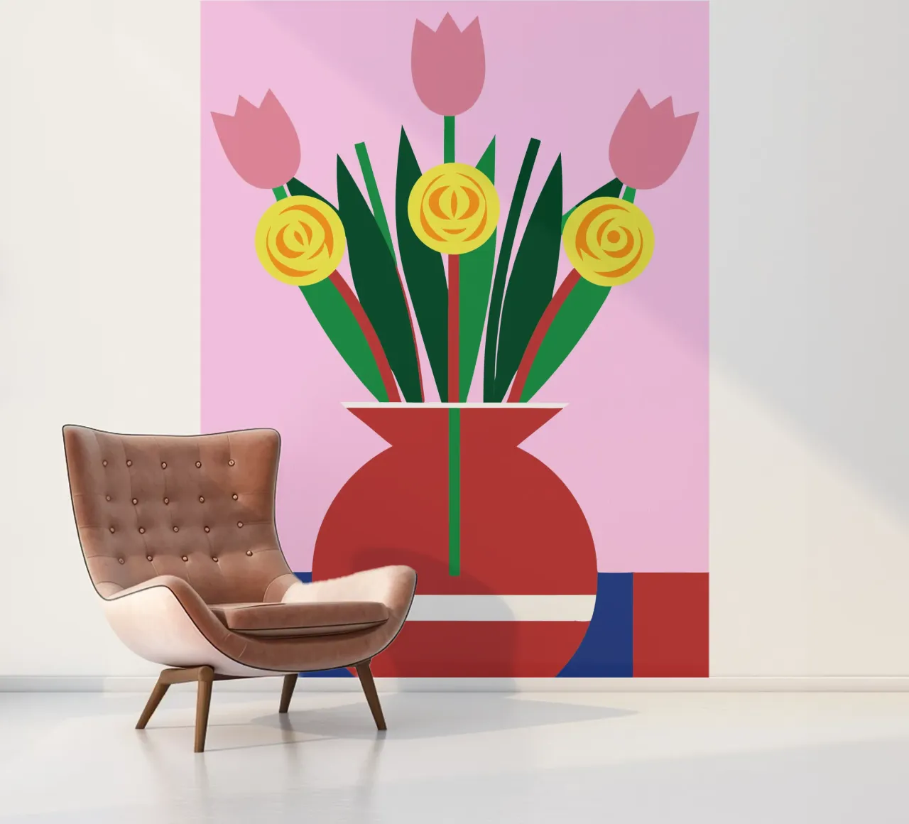 Tulipes dans un vase papier peint photo de LOOK DIFFERENT