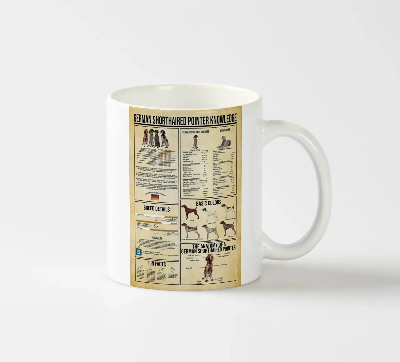 German Shorthaired Pointer Knowledge ceramic mug by Maritiknowled
