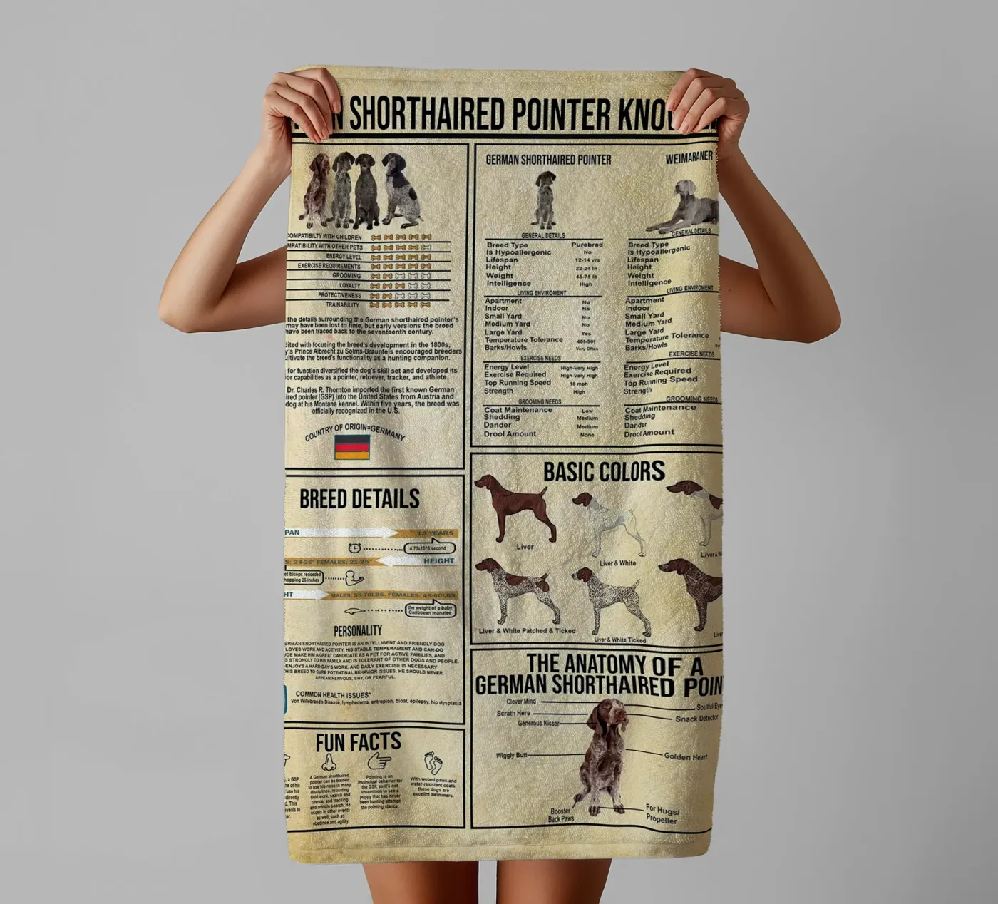 Duitse Korthaar Pointer Kennis badhanddoek van Maritiknowled