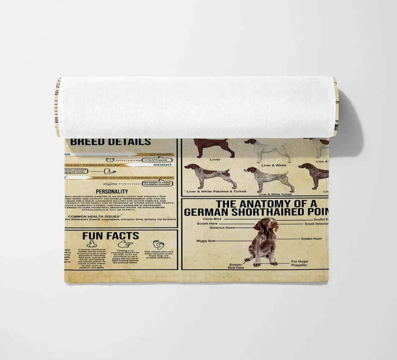 German Shorthaired Pointer Knowledge beach towel by Maritiknowled