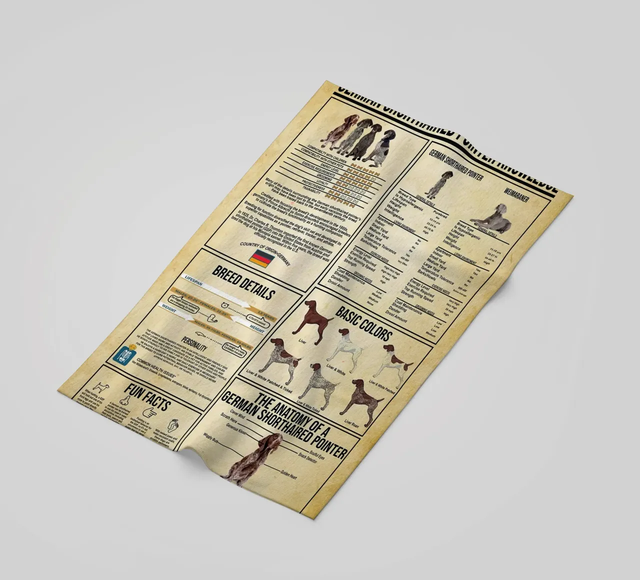 German Shorthaired Pointer Knowledge beach towel by Maritiknowled