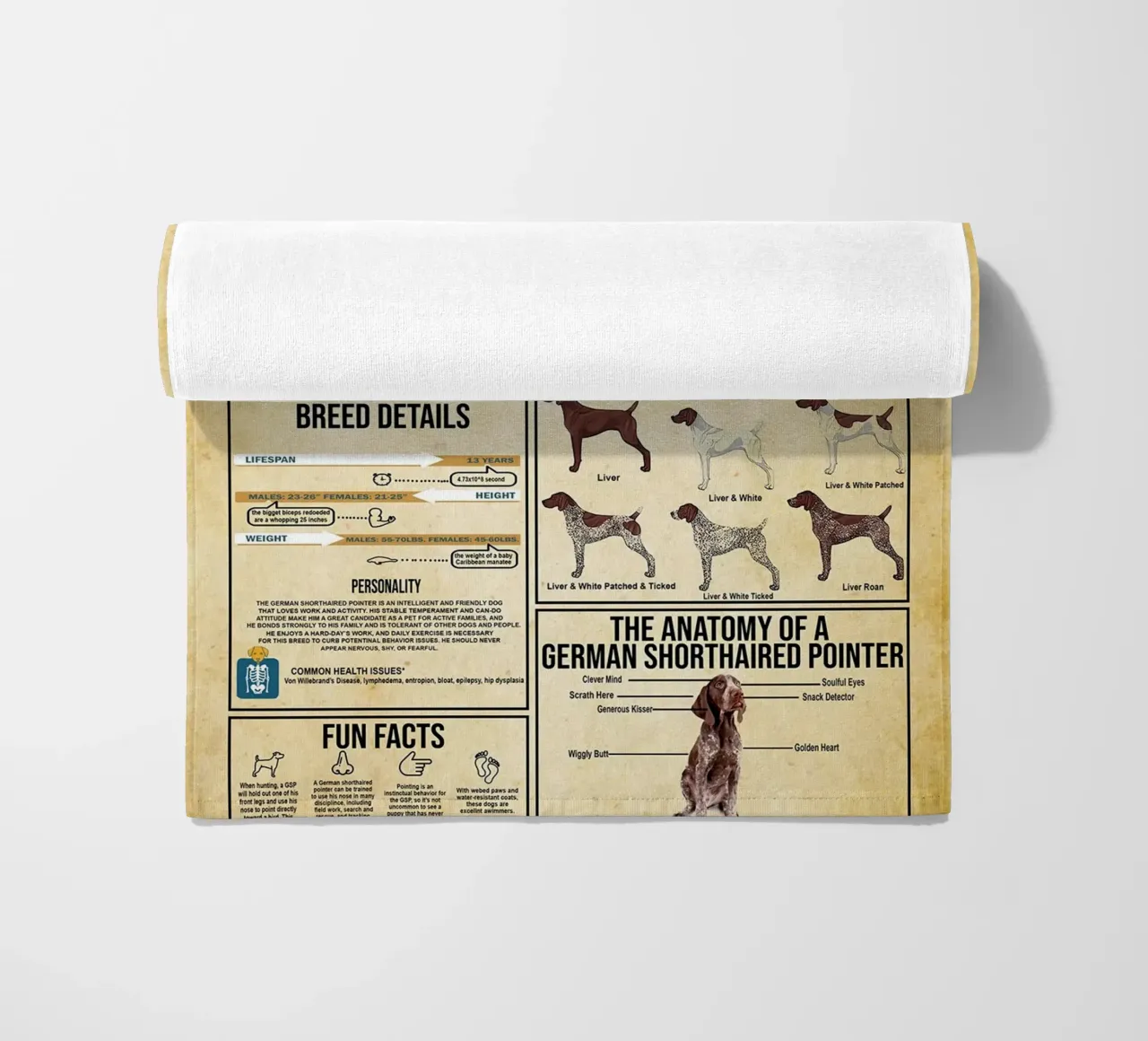 German Shorthaired Pointer Knowledge beach towel by Maritiknowled