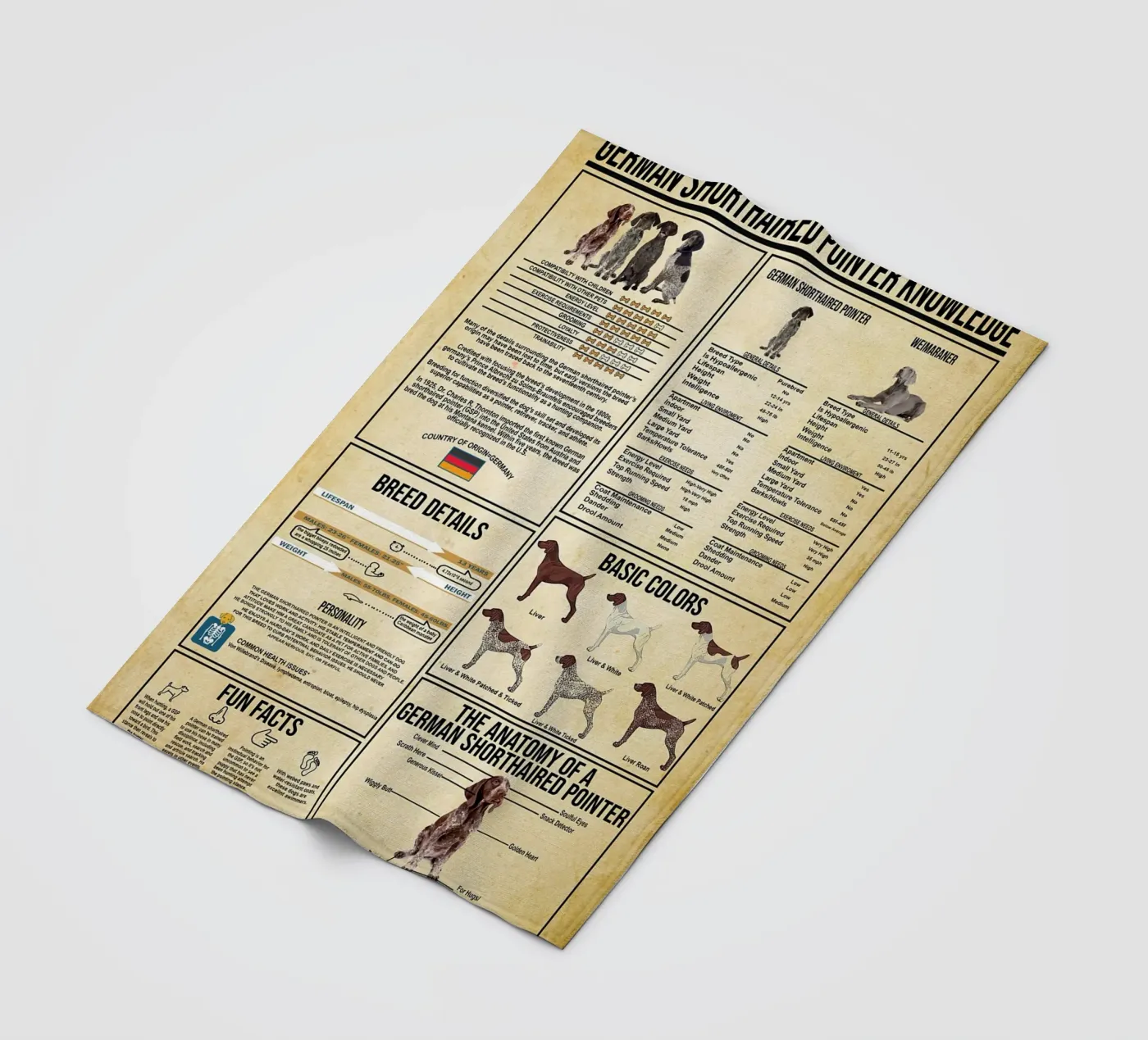 German Shorthaired Pointer Knowledge fleece blanket by Maritiknowled