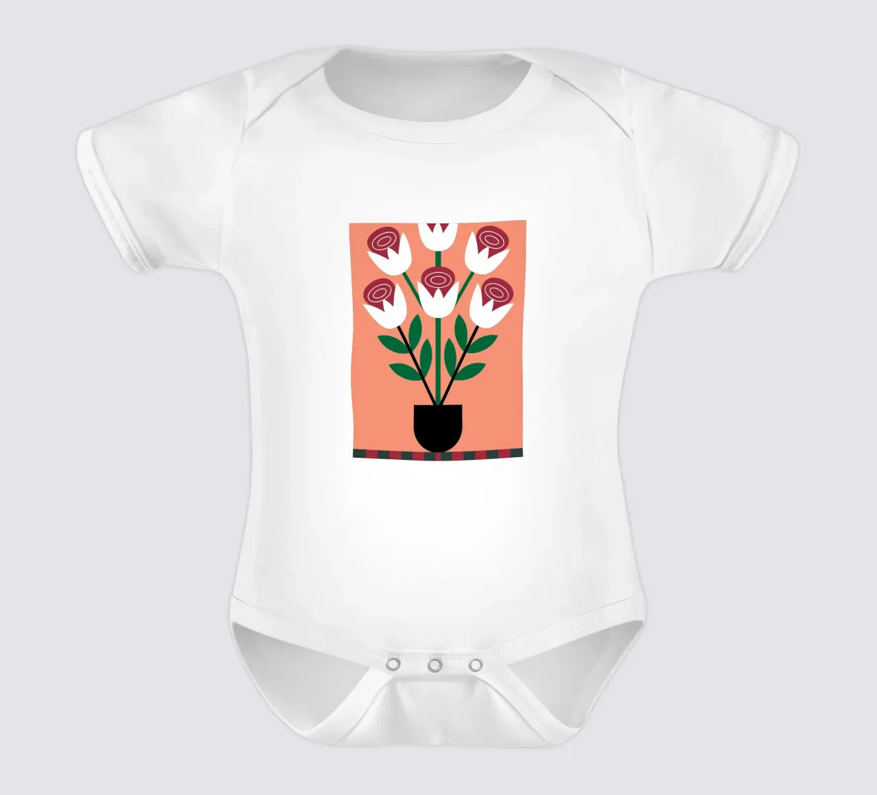 Tulips in a Vase short-sleeve baby romper by LOOK DIFFERENT