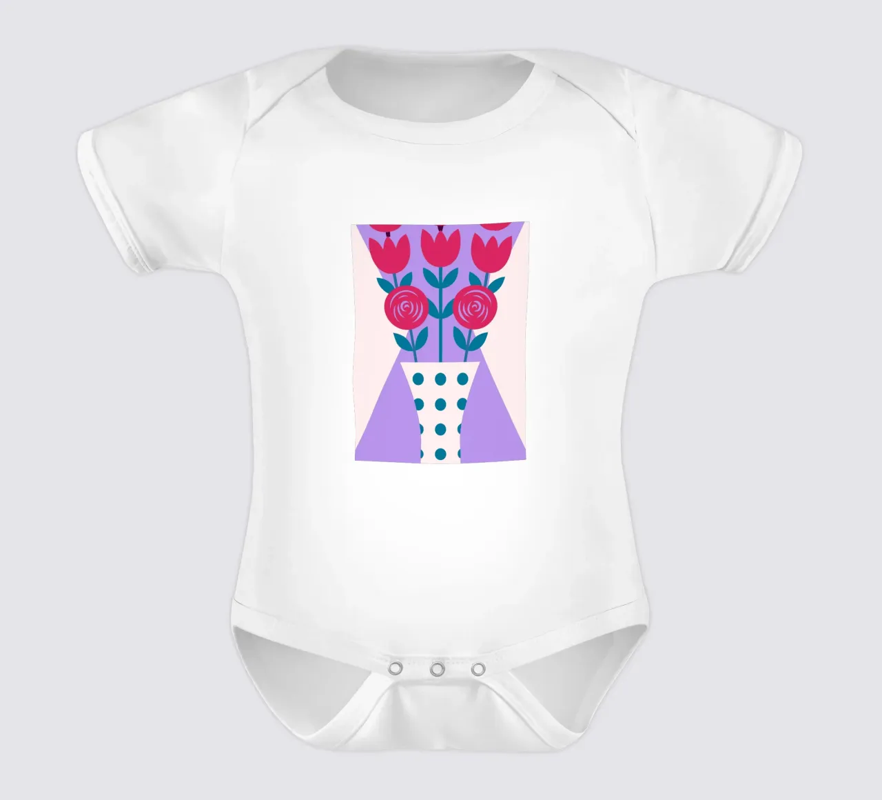 Tulpen in einer Vase Kurzarm Babybody von LOOK DIFFERENT