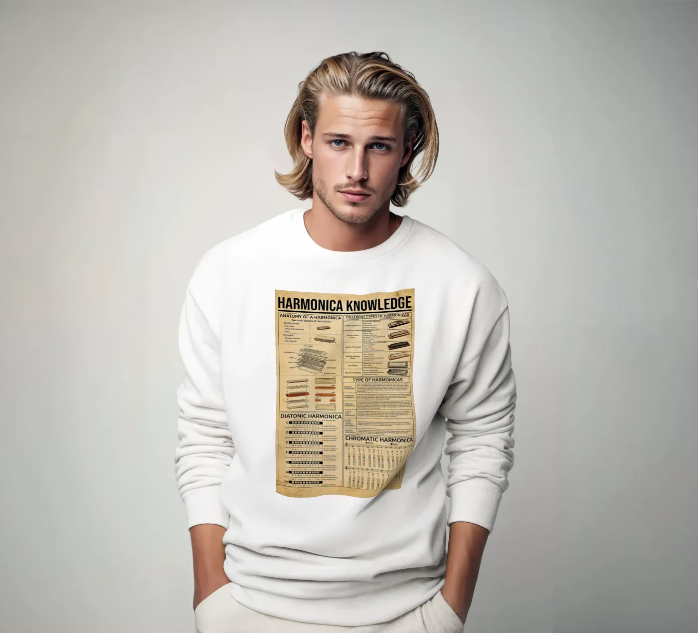 Harmonica Knowledge Poster sweatshirt by Maritiknowled