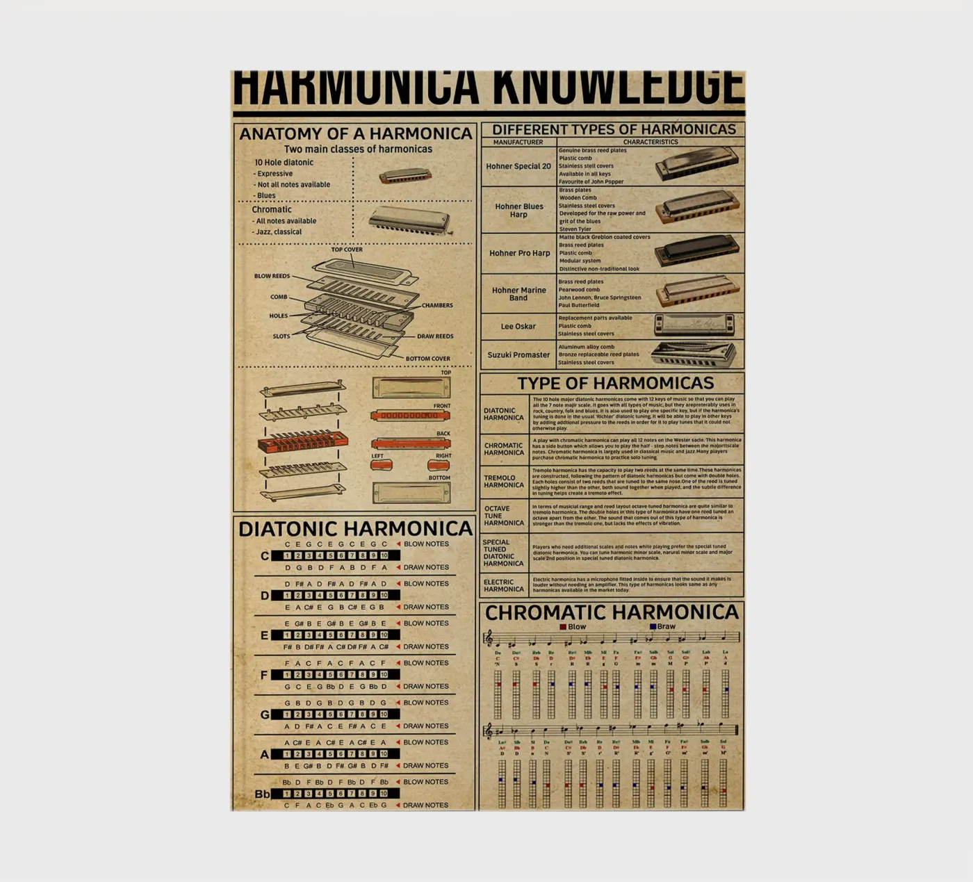 Harmonica Knowledge Poster notebook by Maritiknowled