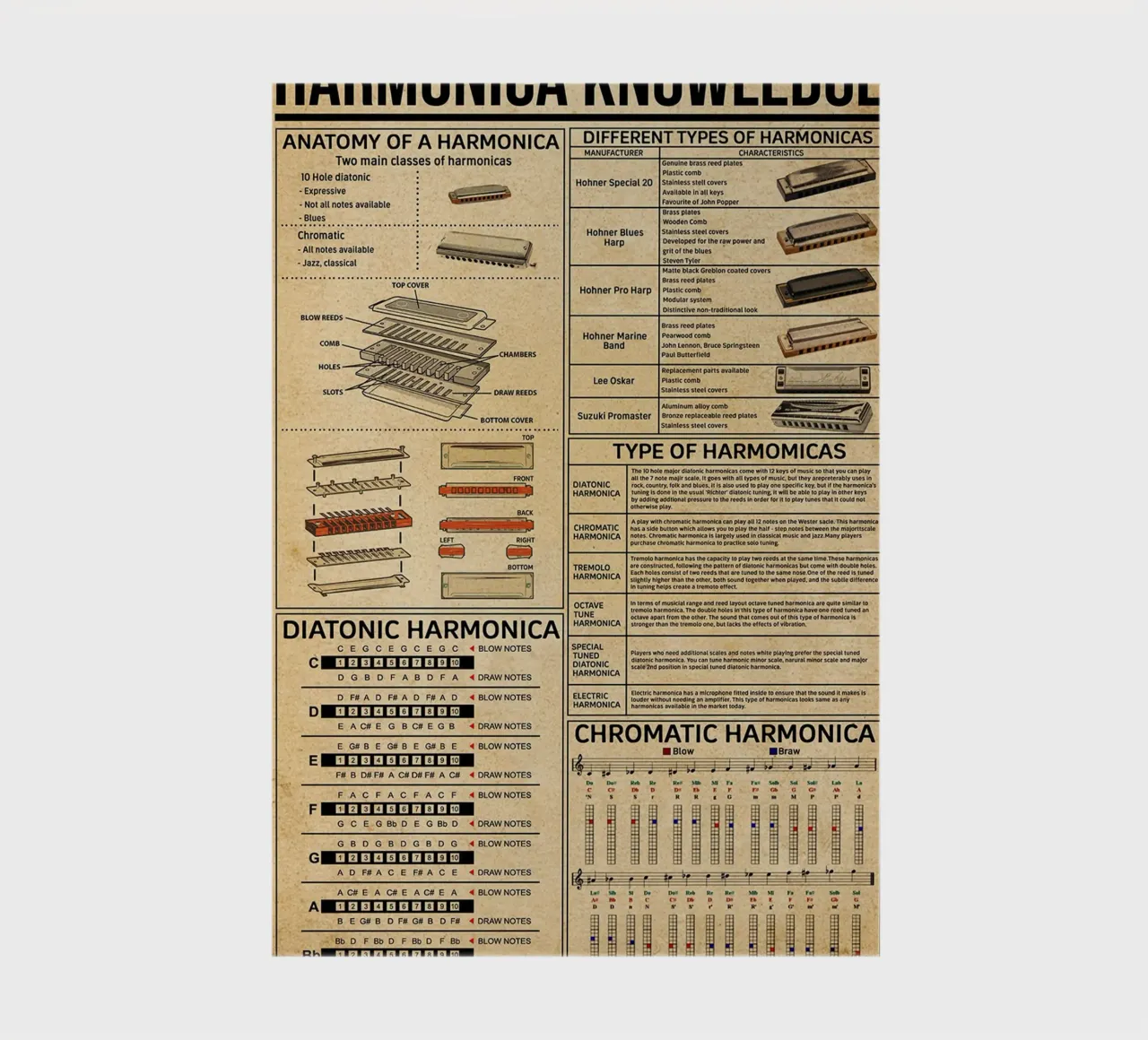 Harmonica Knowledge Poster notebook by Maritiknowled