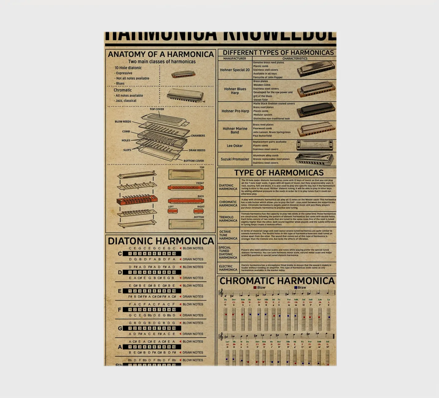 Harmonica Knowledge Poster notebook by Maritiknowled