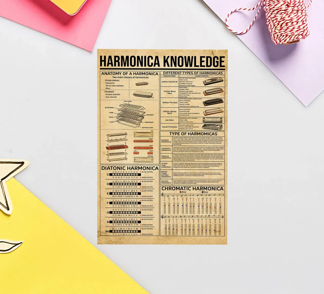 Harmonica Knowledge Poster sticker van Maritiknowled
