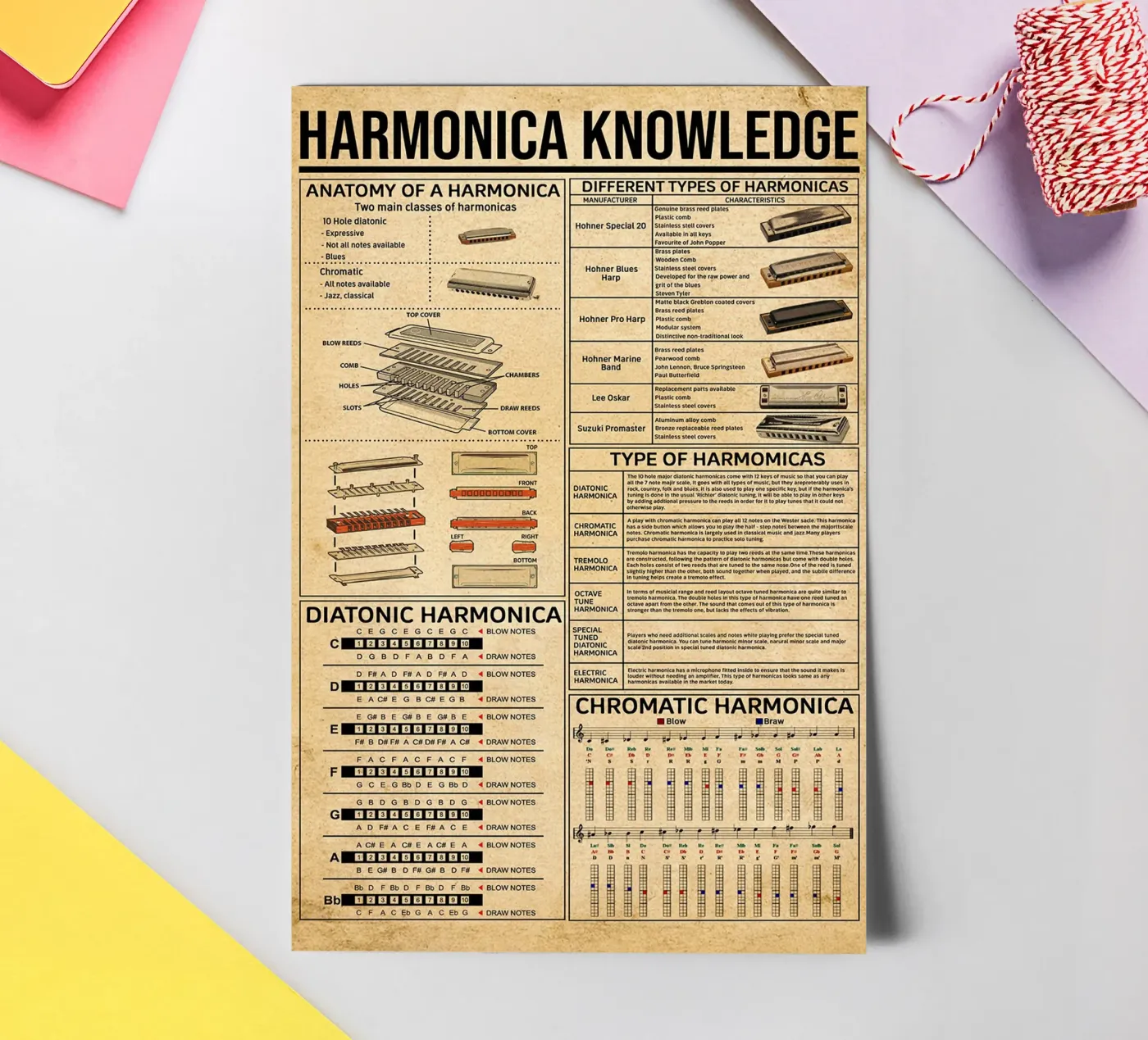 Harmonica Knowledge Poster planche autocollant de Maritiknowled