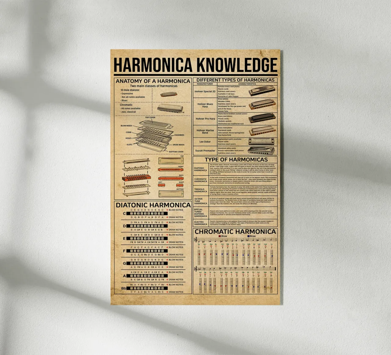 Affiche de connaissances sur l'harmonica plexiglas de Maritiknowled